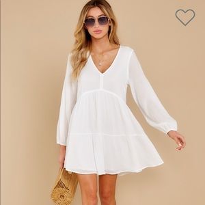 White V-neck Relaxed Dress